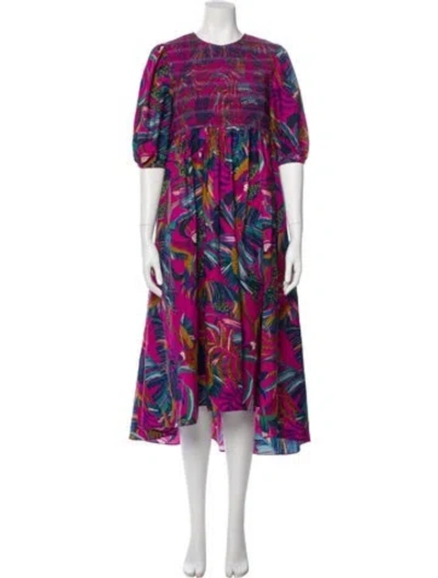 Pre-owned Farm Rio Printed Long Dress In Purple