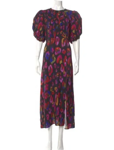 Pre-owned Farm Rio Printed Long Dress In Purple