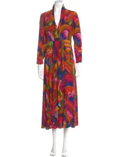 Pre-owned Farm Rio Printed Long Dress In Purple