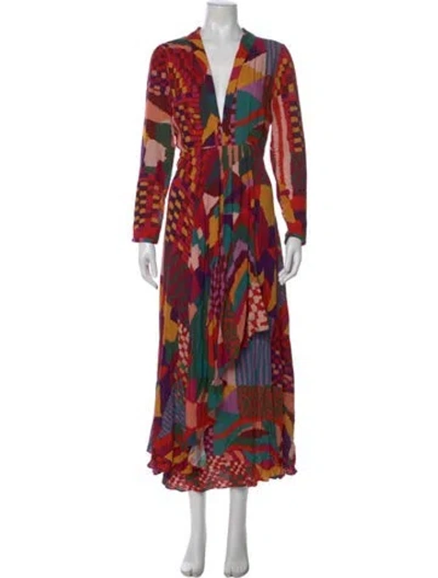 Pre-owned Farm Rio Printed Long Dress In Purple