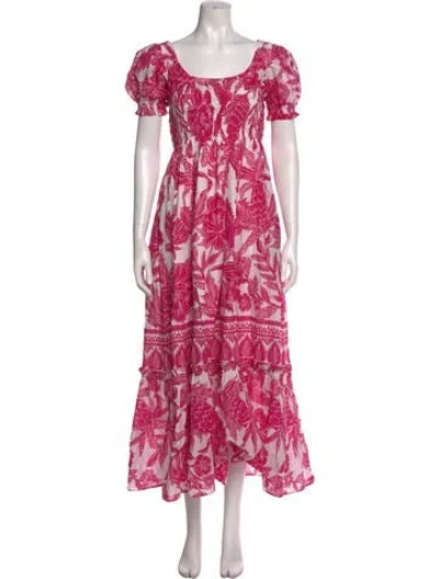 Pre-owned Farm Rio Printed Long Dress In Red