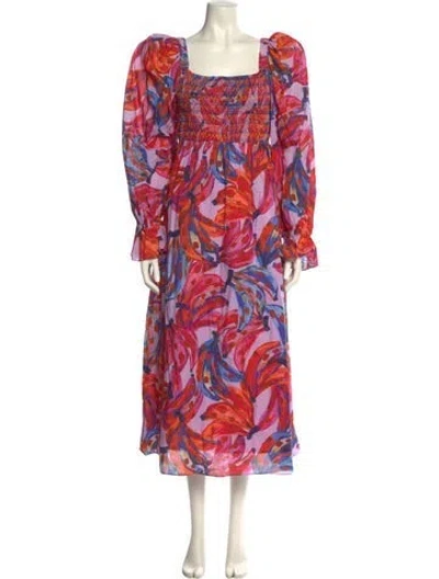 Pre-owned Farm Rio Printed Long Dress In Red