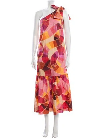Pre-owned Farm Rio Printed Long Dress In Red