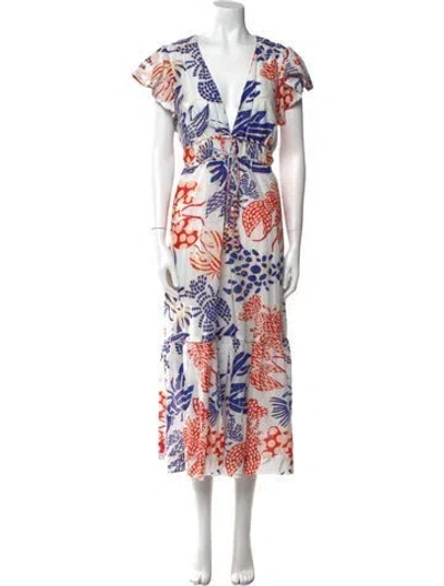 Pre-owned Farm Rio Printed Long Dress W/ Tags