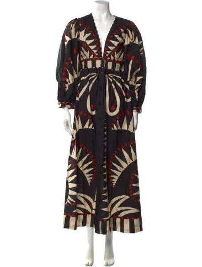 Pre-owned Farm Rio Printed Long Dress W/ Tags In Black