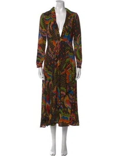 Pre-owned Farm Rio Printed Long Dress W/ Tags In Black