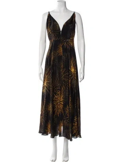 Pre-owned Farm Rio Printed Long Dress W/ Tags In Black