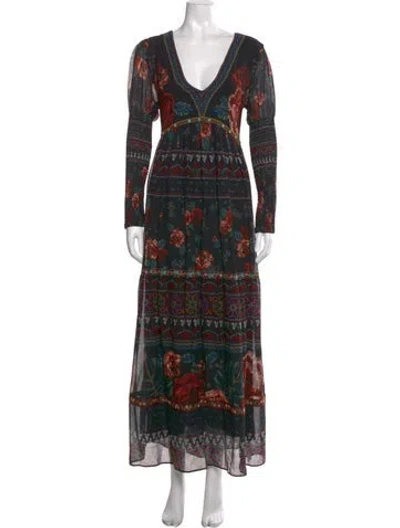 Pre-owned Farm Rio Printed Long Dress W/ Tags In Black