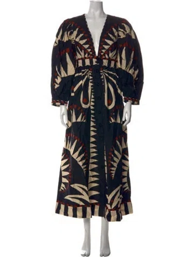 Pre-owned Farm Rio Printed Long Dress W/ Tags In Black