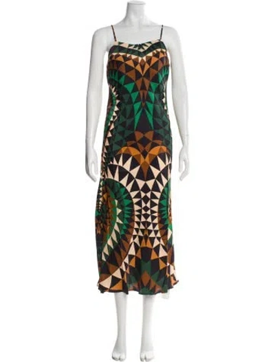 Pre-owned Farm Rio Printed Long Dress W/ Tags In Green