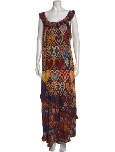 Pre-owned Farm Rio Printed Long Dress W/ Tags In Multi