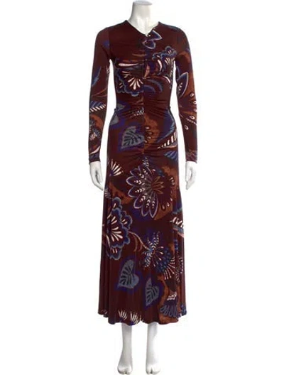 Pre-owned Farm Rio Printed Long Dress W/ Tags In Red