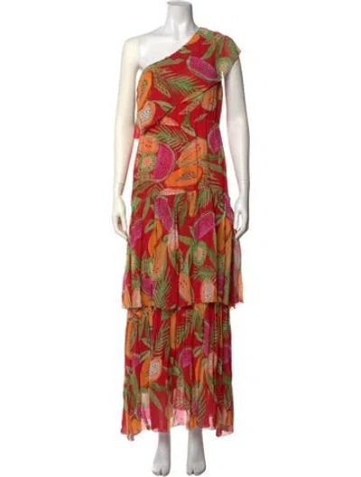 Pre-owned Farm Rio Printed Long Dress W/ Tags In Red