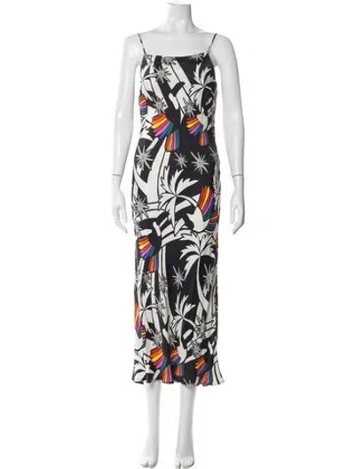 Pre-owned Farm Rio Printed Long Dress In White