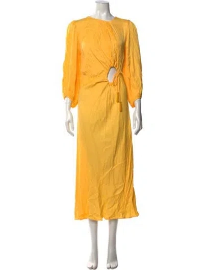 Pre-owned Farm Rio Printed Long Dress In Yellow