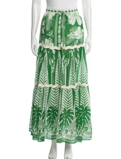 Pre-owned Farm Rio Printed Long Skirt In Green