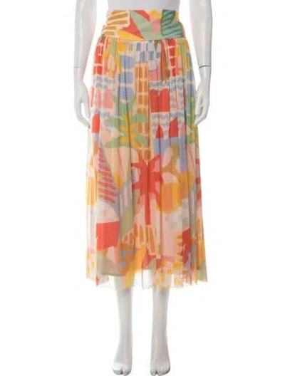 Pre-owned Farm Rio Printed Long Skirt In Multi