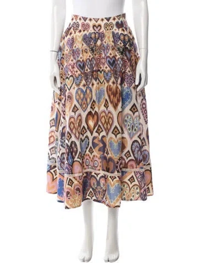 Pre-owned Farm Rio Printed Long Skirt In Multi