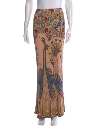 Pre-owned Farm Rio Printed Long Skirt In Pink