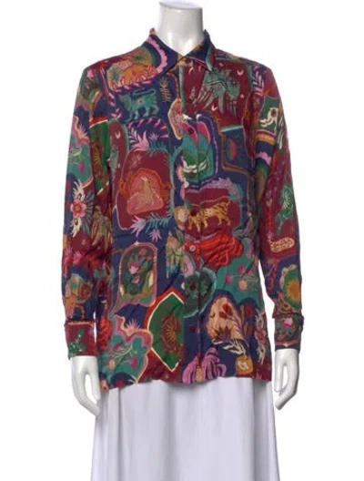 Pre-owned Farm Rio Printed Long Sleeve Top In Multi
