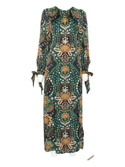 Farm Rio Printed Maxi Dress In Burgundy