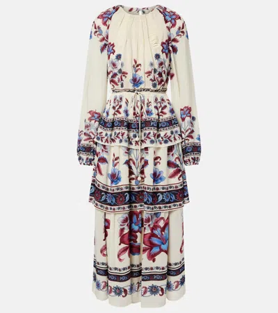 Farm Rio Malu Winter Floral-print Maxi Dress In Neutral