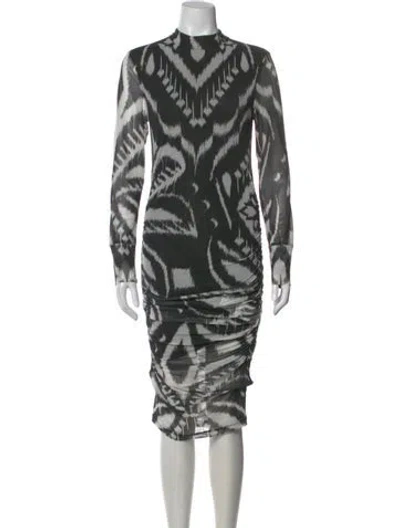 Pre-owned Farm Rio Printed Midi Length Dress In Black