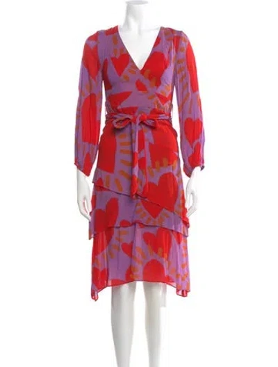 Pre-owned Farm Rio Printed Midi Length Dress In Blue