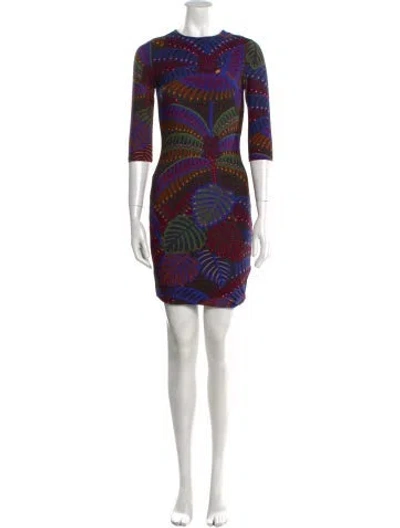 Pre-owned Farm Rio Printed Midi Length Dress In Blue