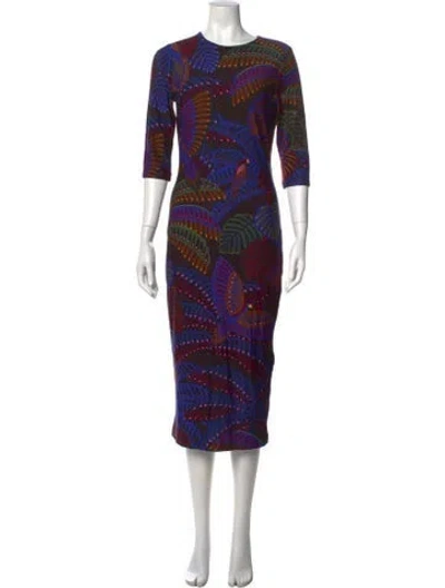 Pre-owned Farm Rio Printed Midi Length Dress In Blue