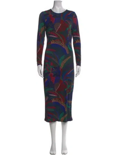 Pre-owned Farm Rio Printed Midi Length Dress In Blue