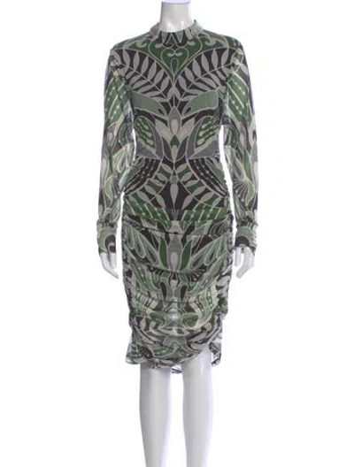 Pre-owned Farm Rio Printed Midi Length Dress In Green