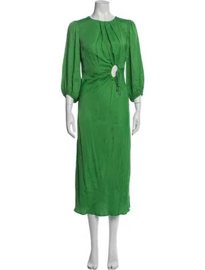 Pre-owned Farm Rio Printed Midi Length Dress In Green