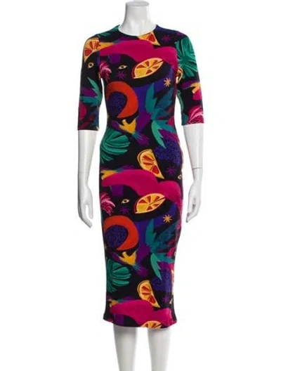 Pre-owned Farm Rio Printed Midi Length Dress In Multi