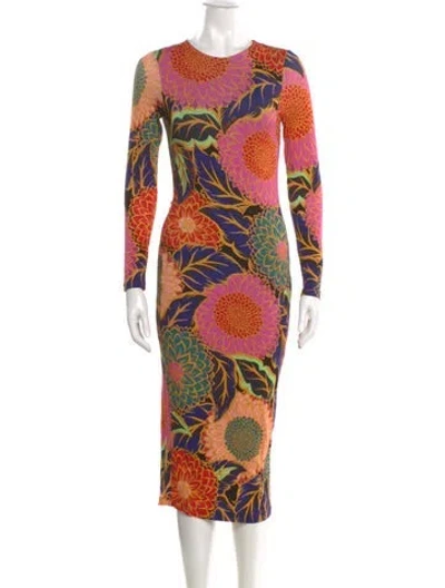 Pre-owned Farm Rio Printed Midi Length Dress In Multi