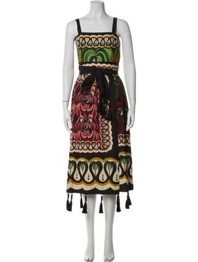 Pre-owned Farm Rio Printed Midi Length Dress In Multi