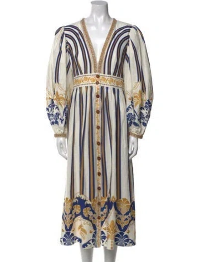 Pre-owned Farm Rio Printed Midi Length Dress In Multi