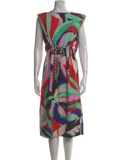 Pre-owned Farm Rio Printed Midi Length Dress In Multi