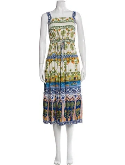 Pre-owned Farm Rio Printed Midi Length Dress In Multi