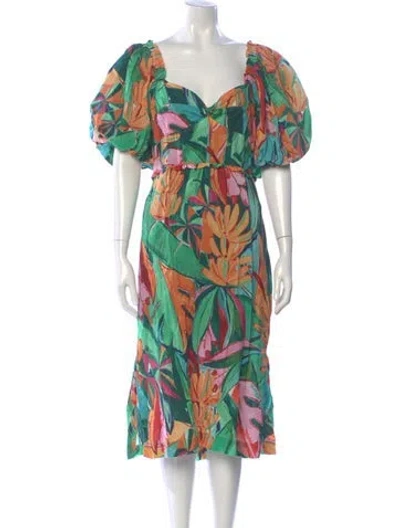 Pre-owned Farm Rio Printed Midi Length Dress In Multi