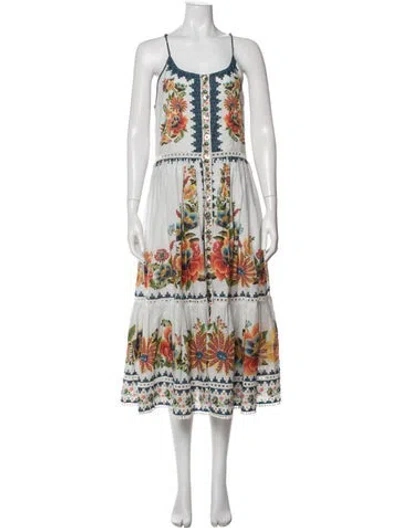 Pre-owned Farm Rio Printed Midi Length Dress In Multi