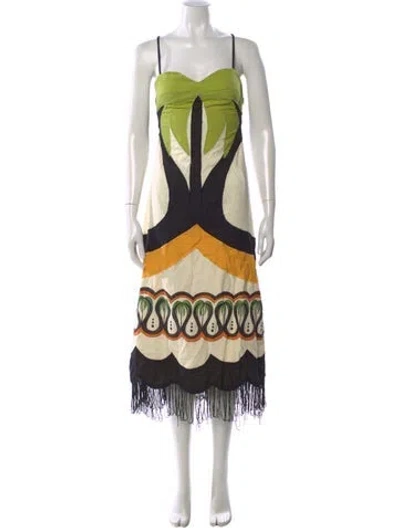 Pre-owned Farm Rio Printed Midi Length Dress In Multi