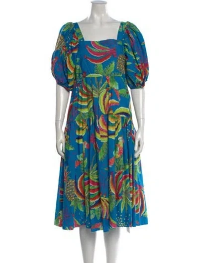 Pre-owned Farm Rio Printed Midi Length Dress In Multi