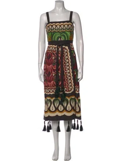 Pre-owned Farm Rio Printed Midi Length Dress In Multi