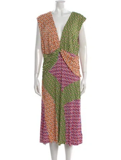 Pre-owned Farm Rio Printed Midi Length Dress In Multi