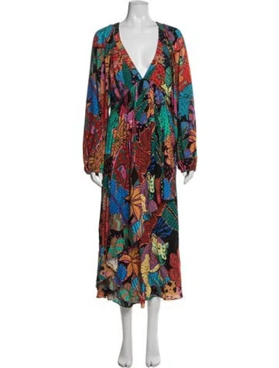 Pre-owned Farm Rio Printed Midi Length Dress In Multi