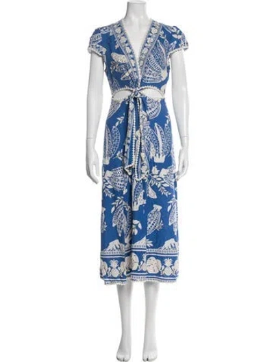 Pre-owned Farm Rio Printed Midi Length Dress In Multi