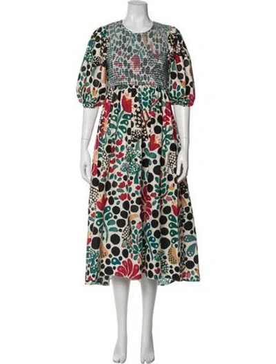 Pre-owned Farm Rio Printed Midi Length Dress In Neutral