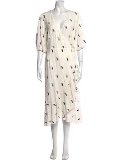 Pre-owned Farm Rio Printed Midi Length Dress In Neutral