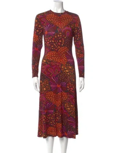 Pre-owned Farm Rio Printed Midi Length Dress In Orange